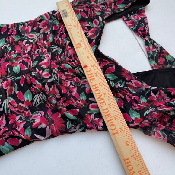 Y2K Cottagecor prairie Sheer Floral Ruched Bodycon Cutout Back GUESS Dress small - Picture 7 of 12